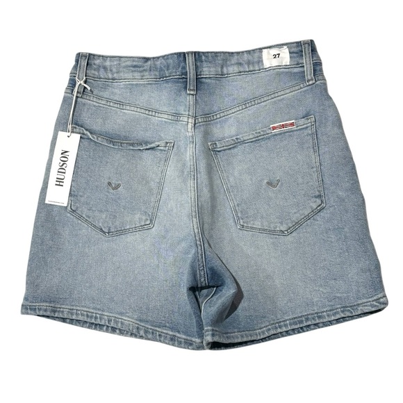 HUDSON RELAXED PARKLIFE HIGH RISE LIGHT WASH BLUE DENIM JEAN SHORTS - Picture 5 of 11